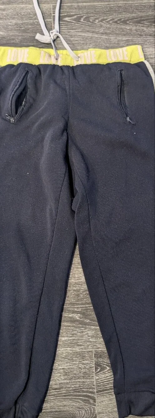 Navy Sweatpants with Yellow Accent